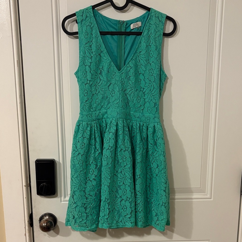 TOBI Teal Lace Mini Dress